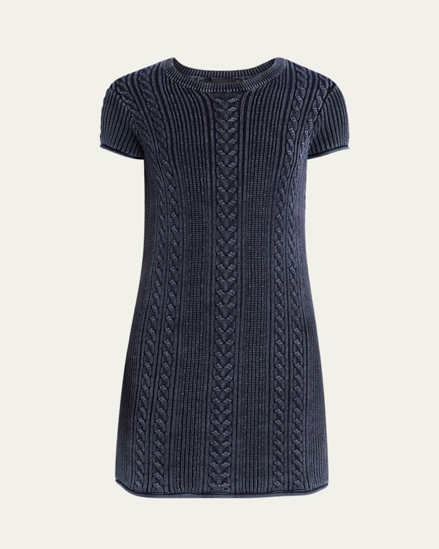 Stone-Washed Cotton Mini Dress